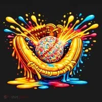 Baseball Glove Splatter Ice Cream Drip Button thumb 1