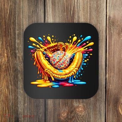 Baseball Glove Splatter Ice Cream Drip Coaster