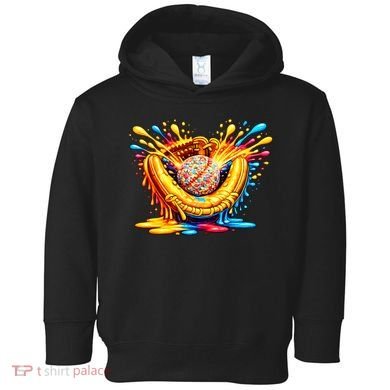 Baseball Glove Splatter Ice Cream Drip Toddler Hoodie