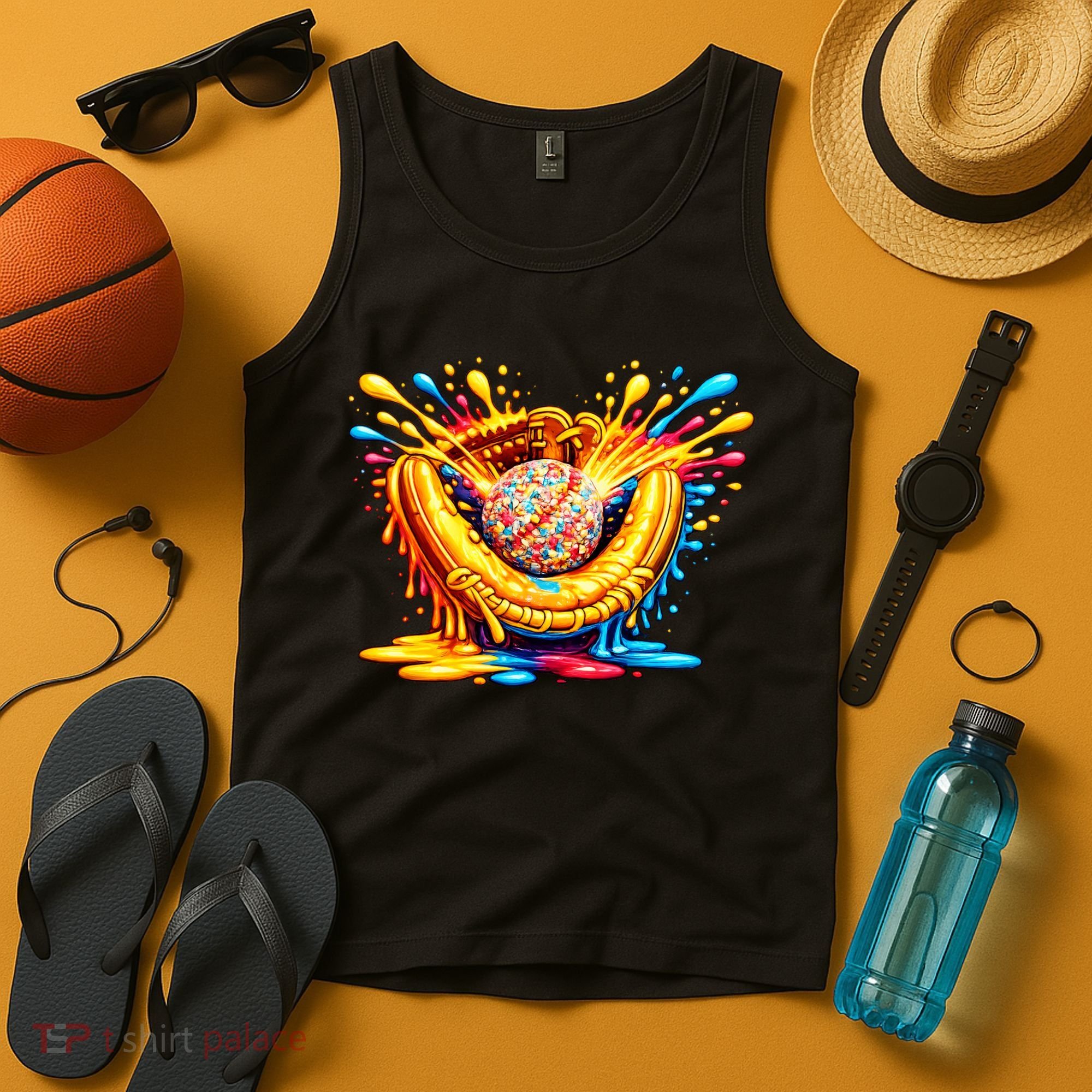 Baseball Glove Splatter Ice Cream Drip Tank Top