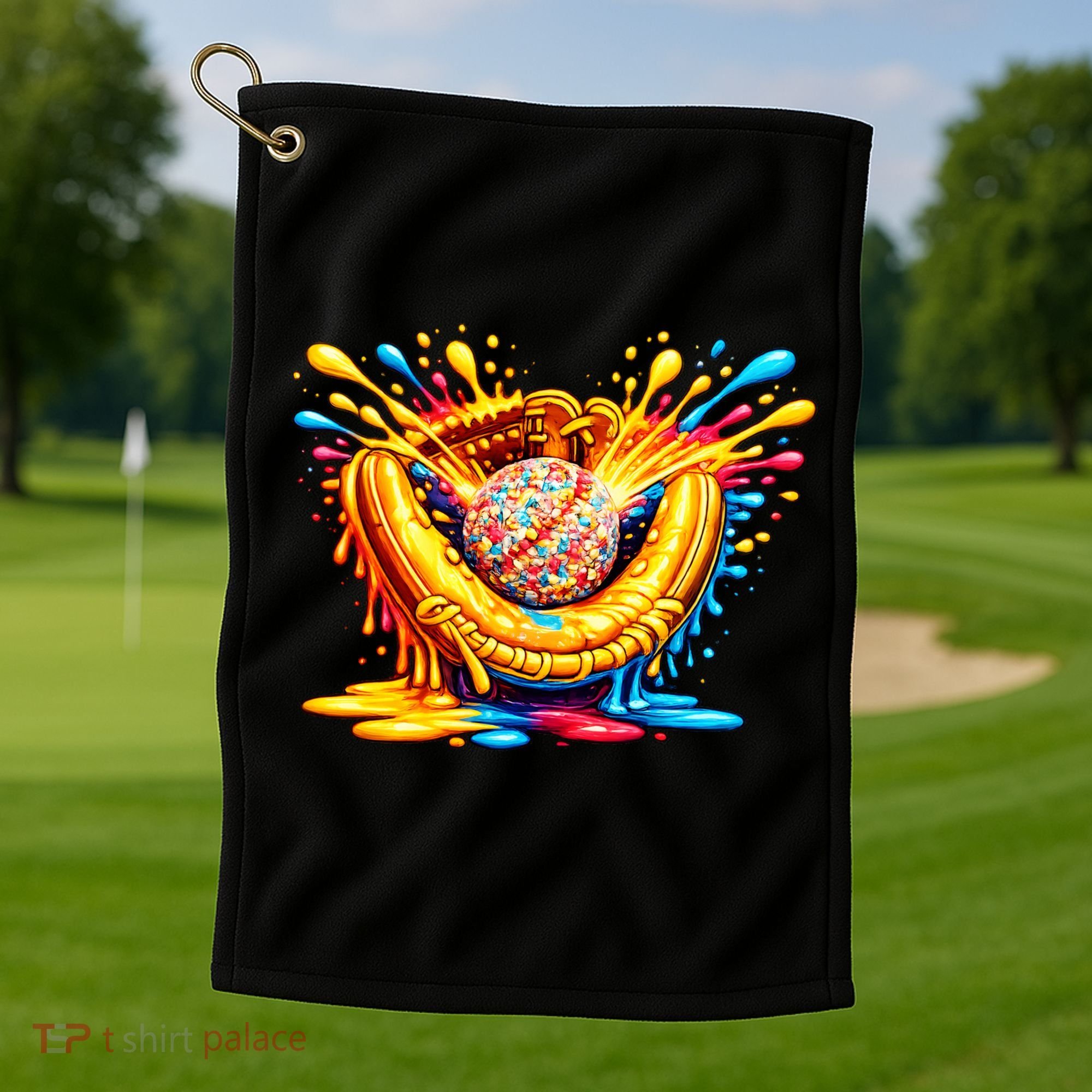 Baseball Glove Splatter Ice Cream Drip Golf Towel