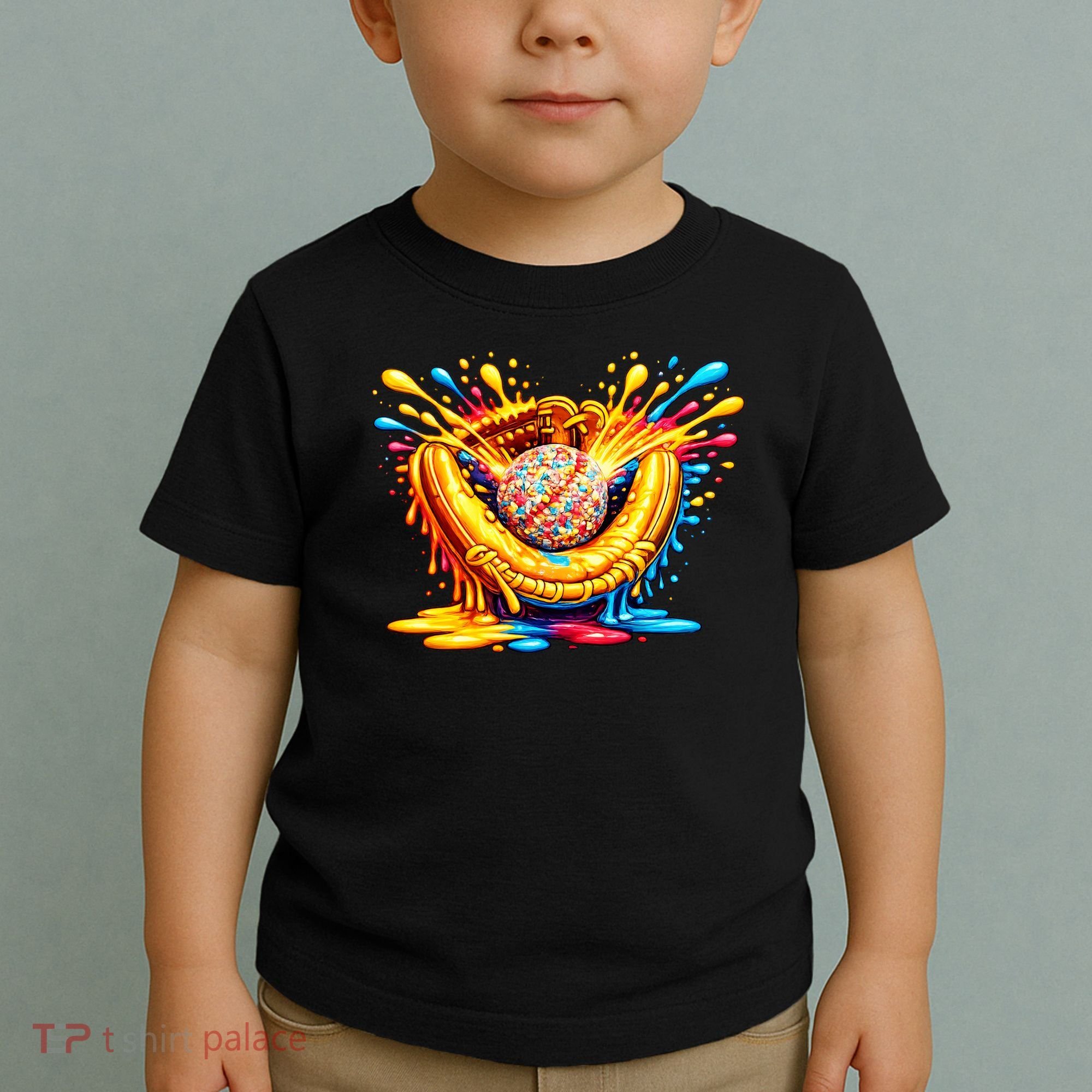 Baseball Glove Splatter Ice Cream Drip Toddler T-Shirt