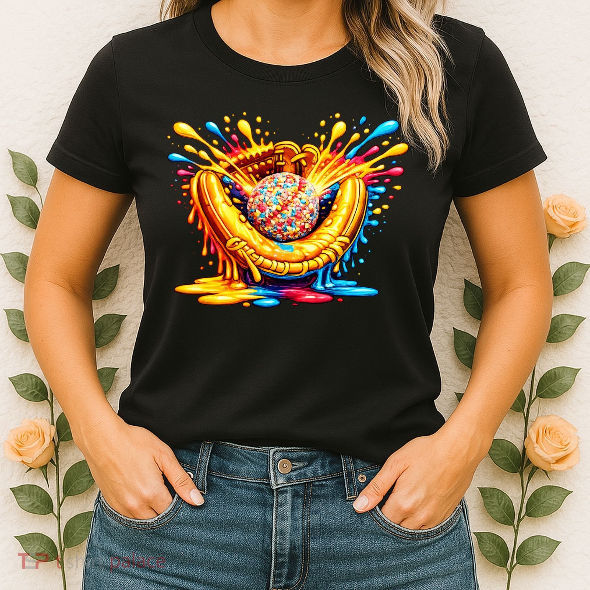 Baseball Glove Splatter Ice Cream Drip Women's T-Shirt