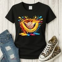 Baseball Glove Splatter Ice Cream Drip Women's T-Shirt thumb 3