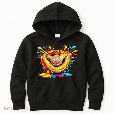 Baseball Glove Splatter Ice Cream Drip Kids Hoodie