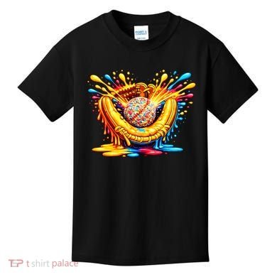 Baseball Glove Splatter Ice Cream Drip Kids T-Shirt