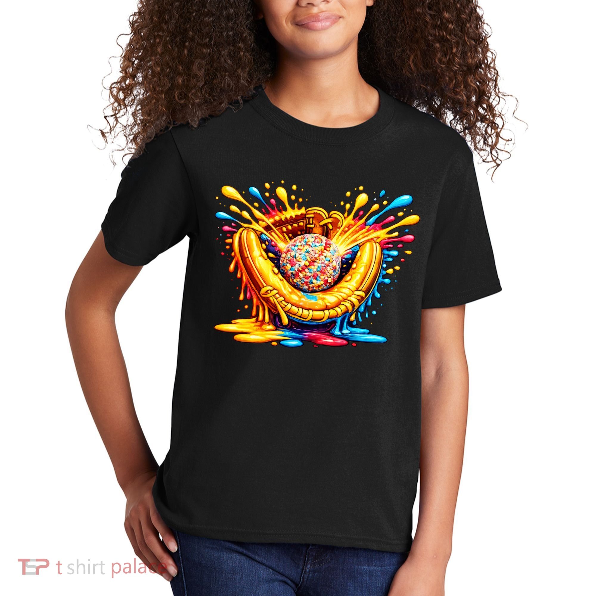 Baseball Glove Splatter Ice Cream Drip Kids T-Shirt