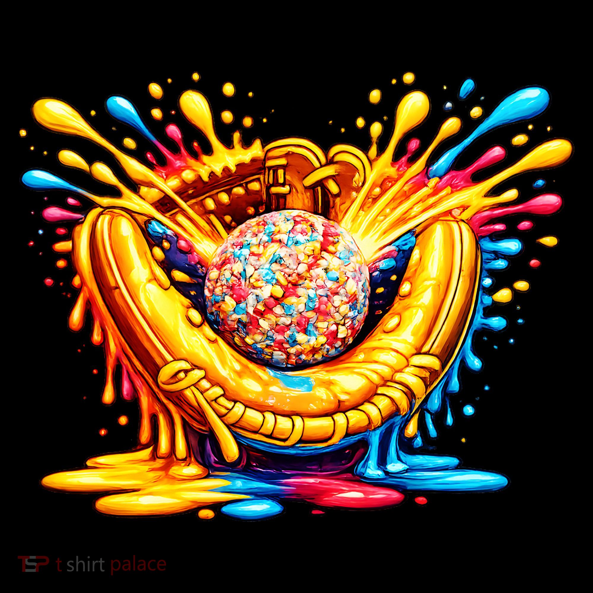 Baseball Glove Splatter Ice Cream Drip Kids T-Shirt