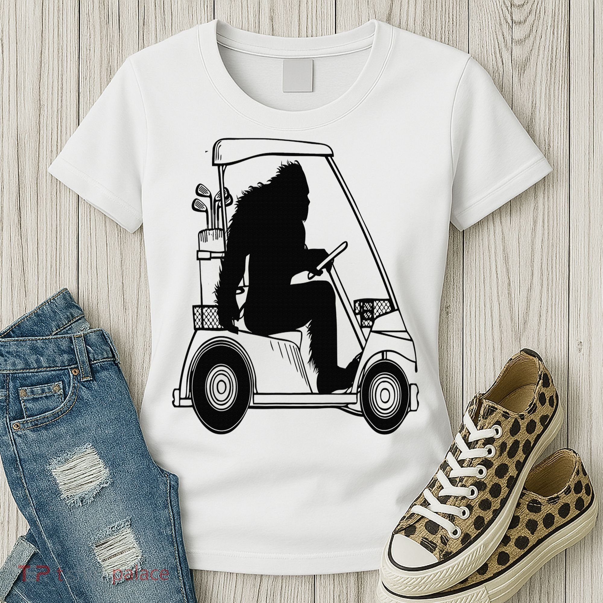 Bigfoot Golf Tee Sasquatch Driving Golf Women's T-Shirt