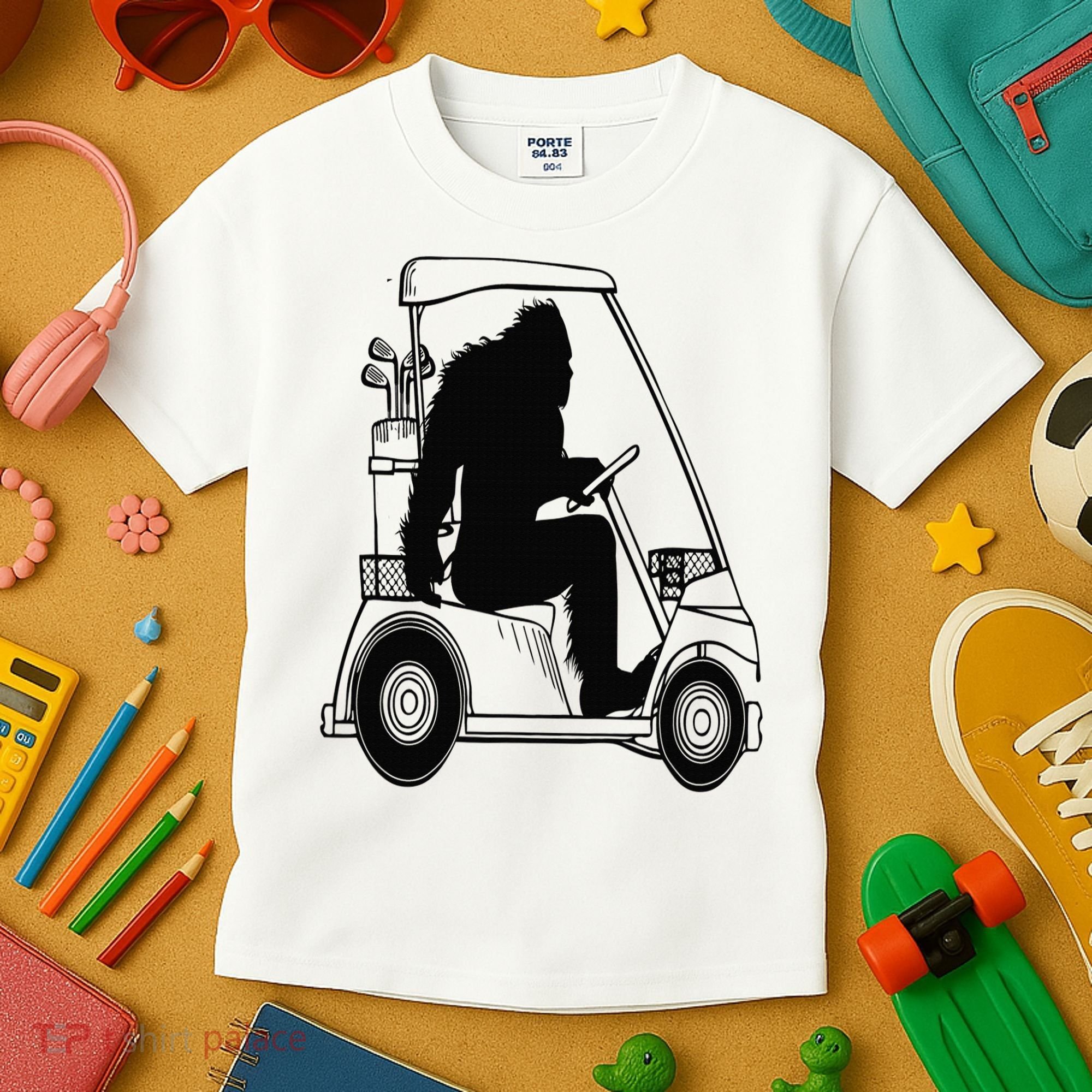 Bigfoot Golf Tee Sasquatch Driving Golf Kids T-Shirt