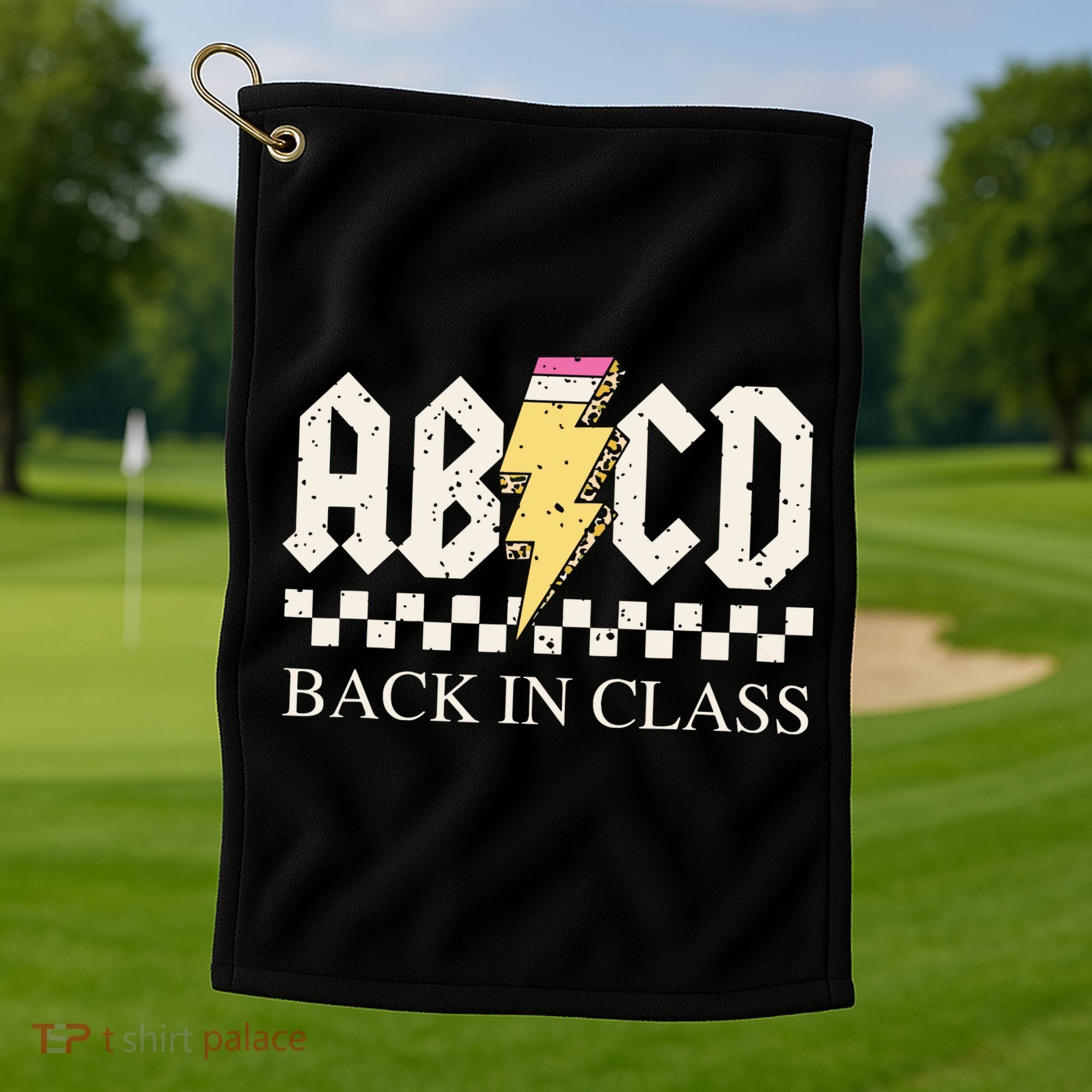 Boy Girl Teachers Rock Back To School Abcd Back In Class Golf Towel