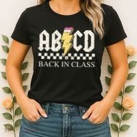 Boy Girl Teachers Rock Back To School Abcd Back In Class Women's T-Shirt thumb 2