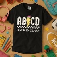 Boy Girl Teachers Rock Back To School Abcd Back In Class Kids T-Shirt thumb 3