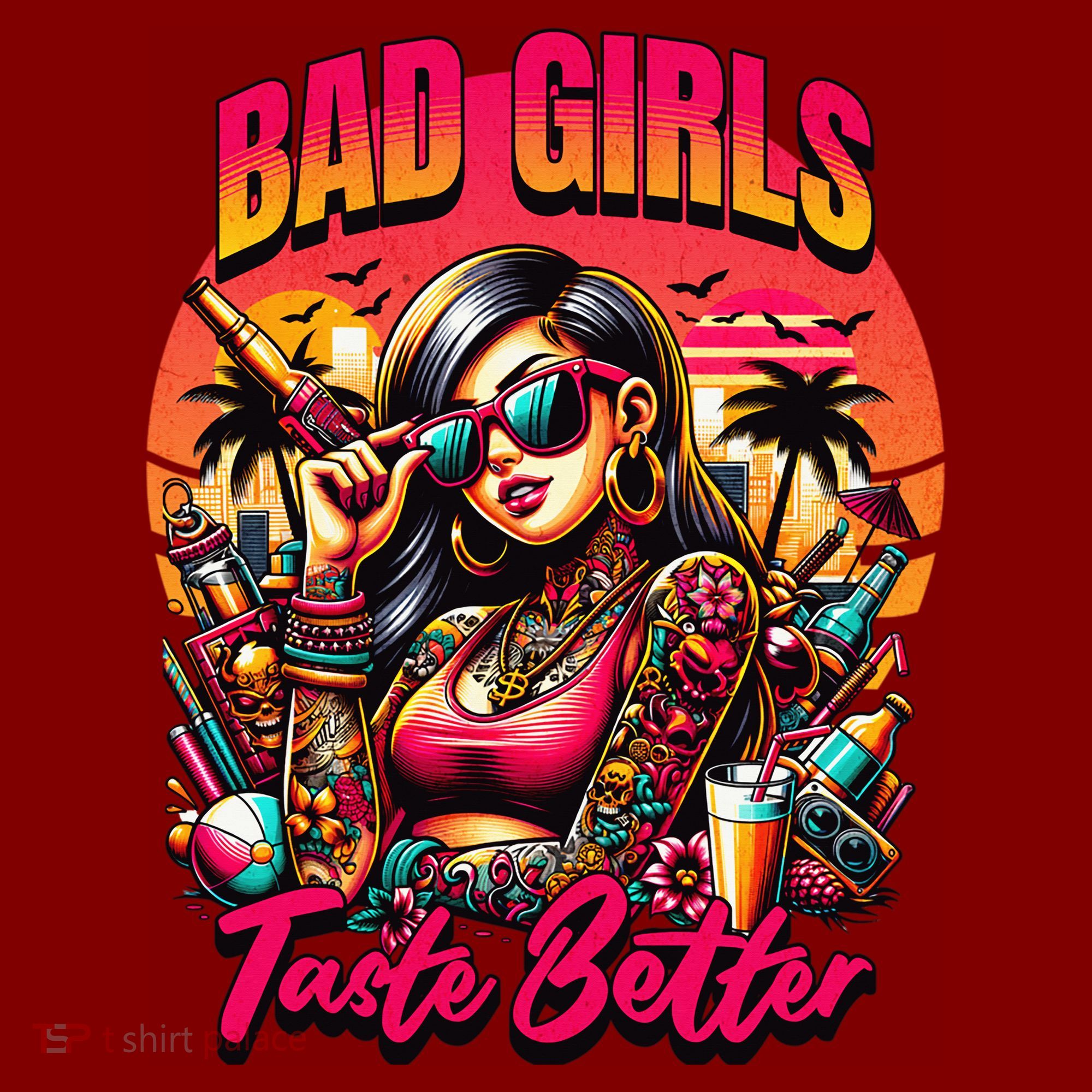 Bad Girl Taste Better Graphic Tattoo T-Shirt
