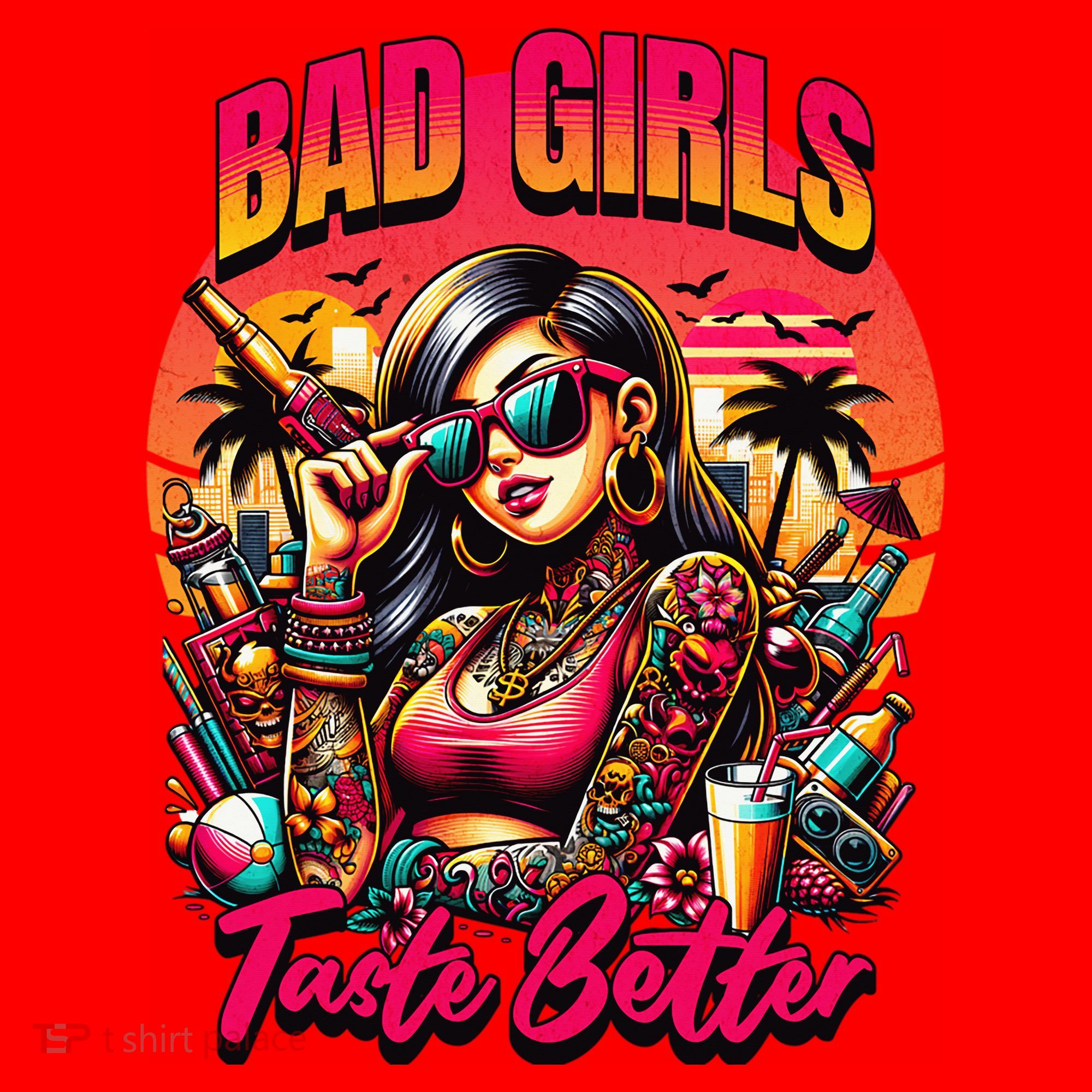 Bad Girl Taste Better Graphic Tattoo Santa Hat