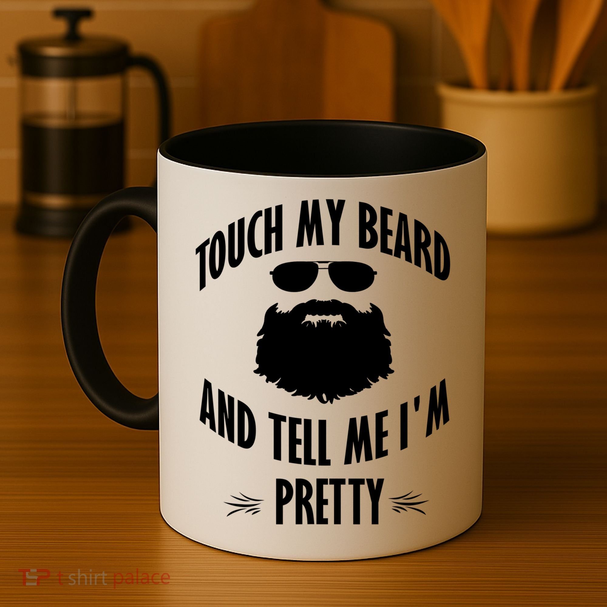 Bearded Gift Touch My Beard And Tell Me I'm Pretty Gift Coffee Mug