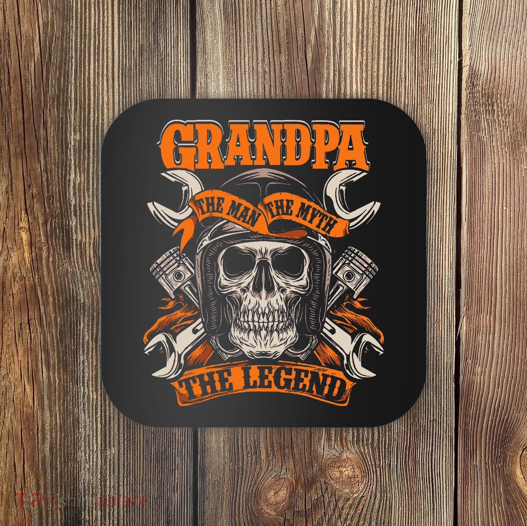 Biker Grandpa The Man The Myth The Legend Motorcycle Coaster