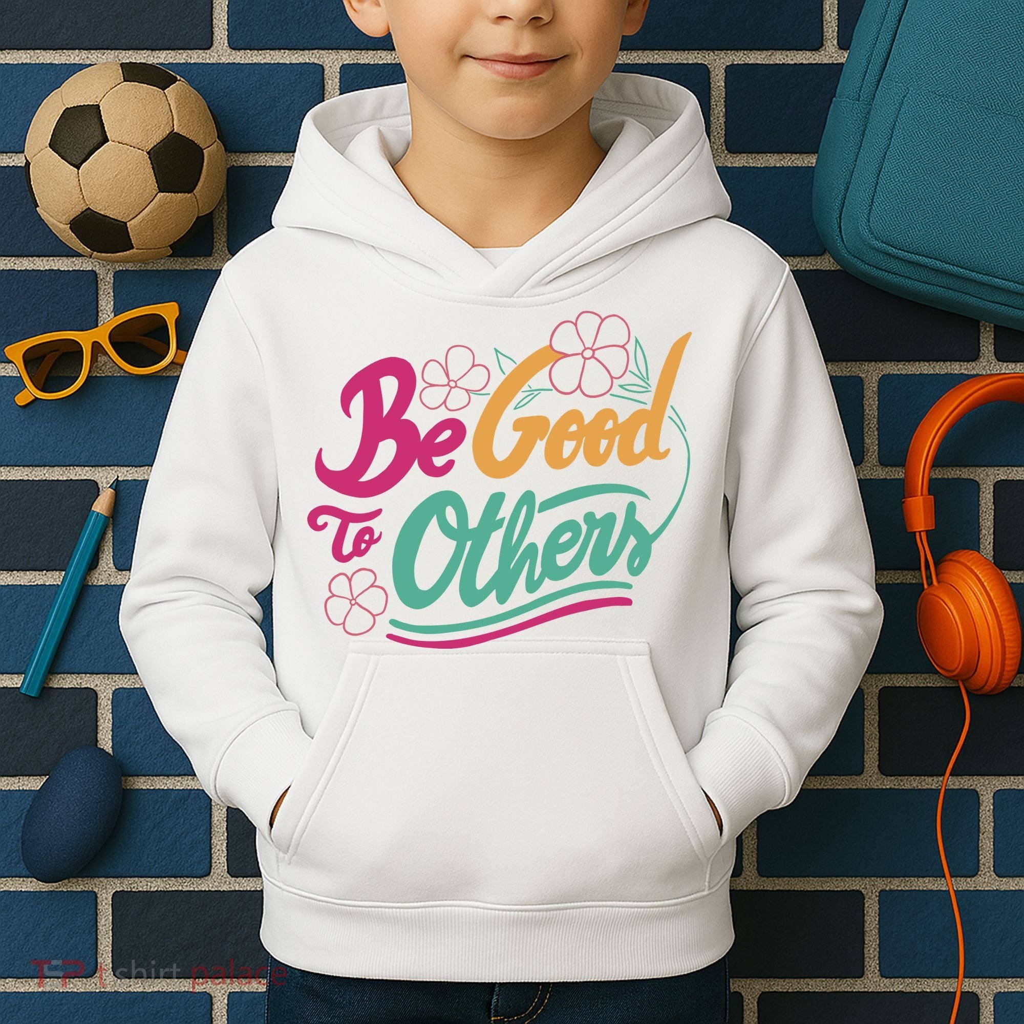 Be Good To Others Floral Kids Hoodie