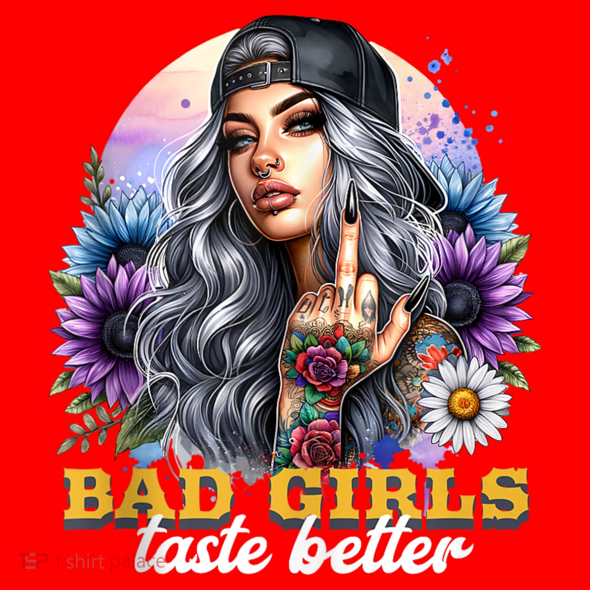 Bad G.irls Taste Better Sunflowers Funny Sarcastic Humor Santa Hat