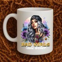 Bad G.irls Taste Better Sunflowers Funny Sarcastic Humor Coffee Mug thumb 2