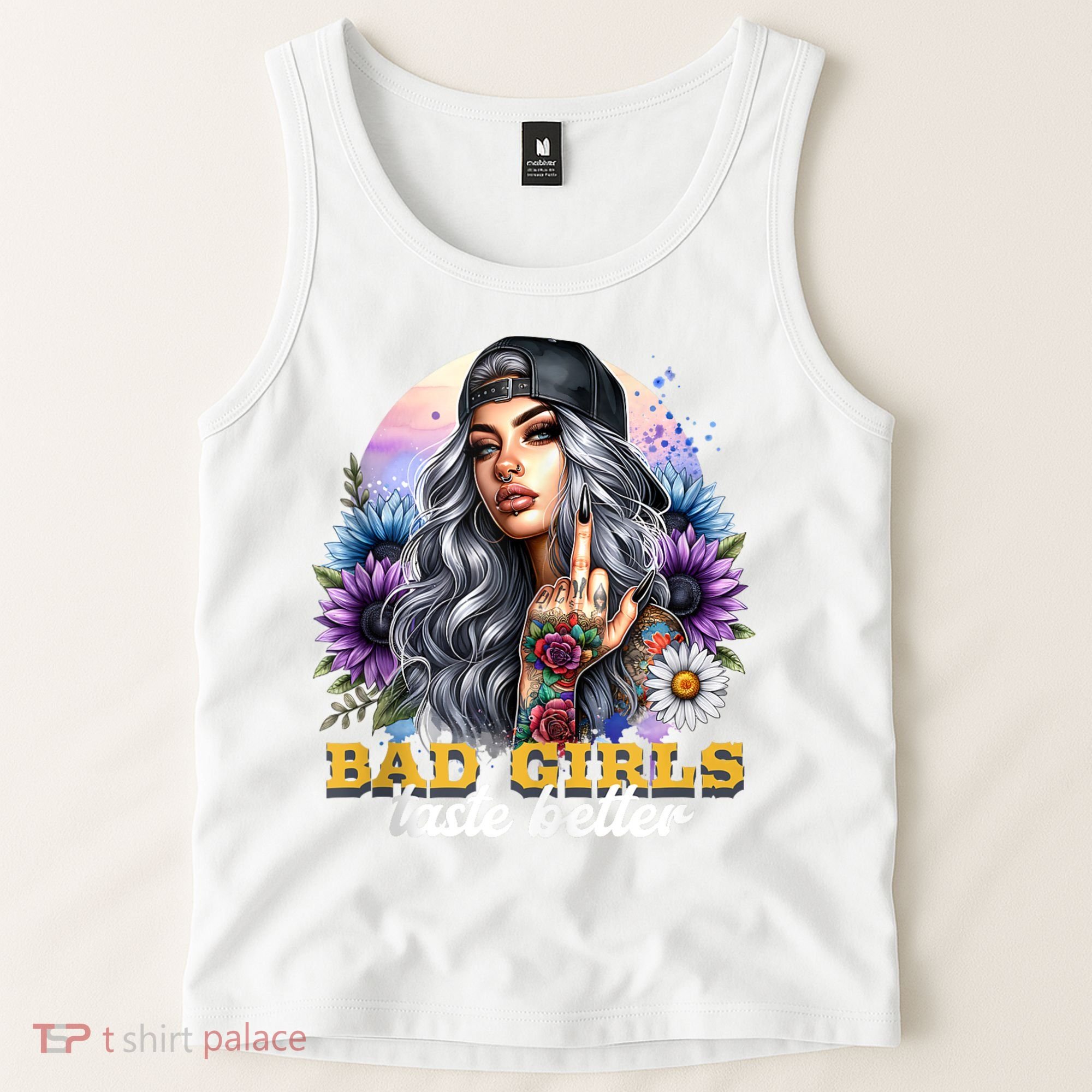 Bad G.irls Taste Better Sunflowers Funny Sarcastic Humor Tank Top