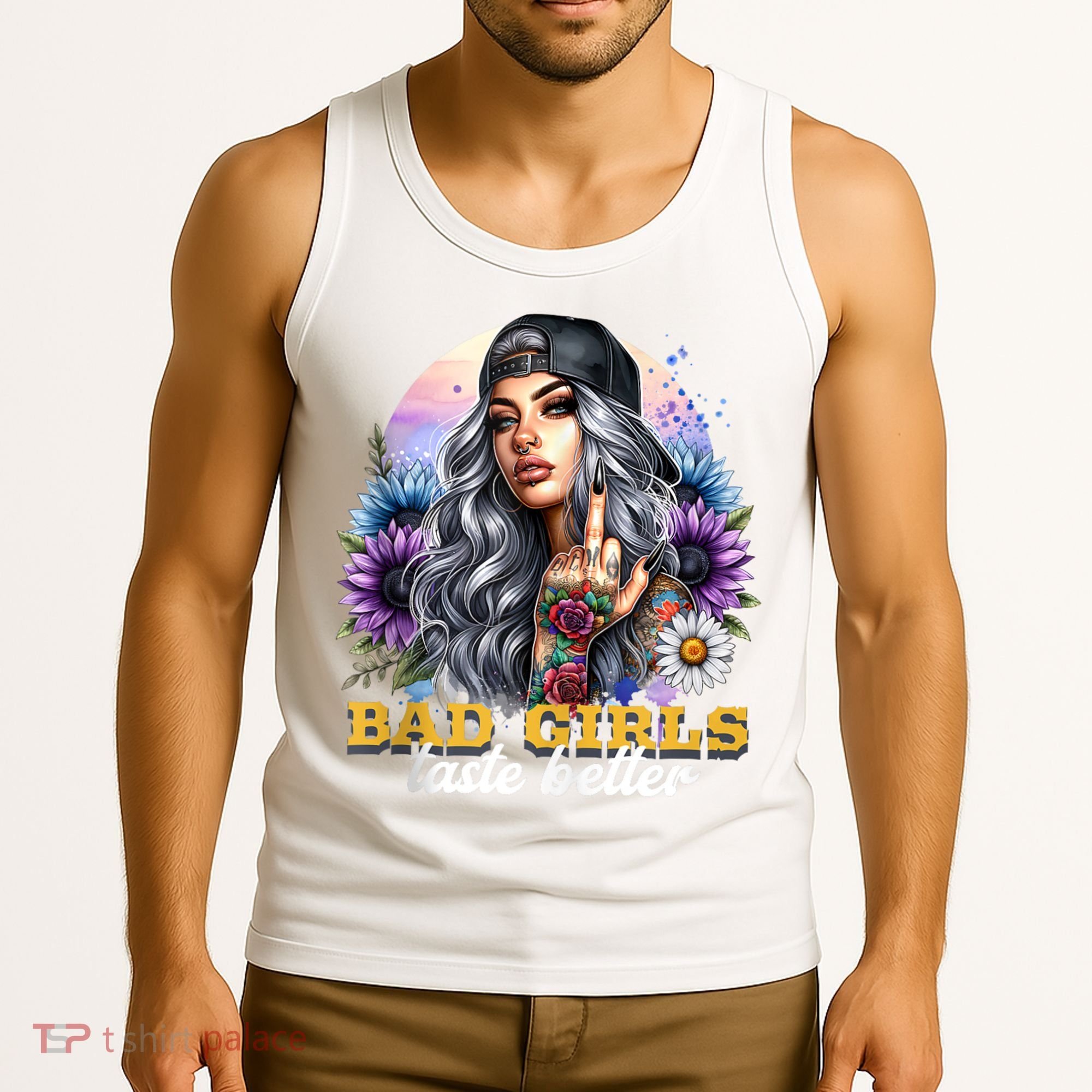 Bad G.irls Taste Better Sunflowers Funny Sarcastic Humor Tank Top