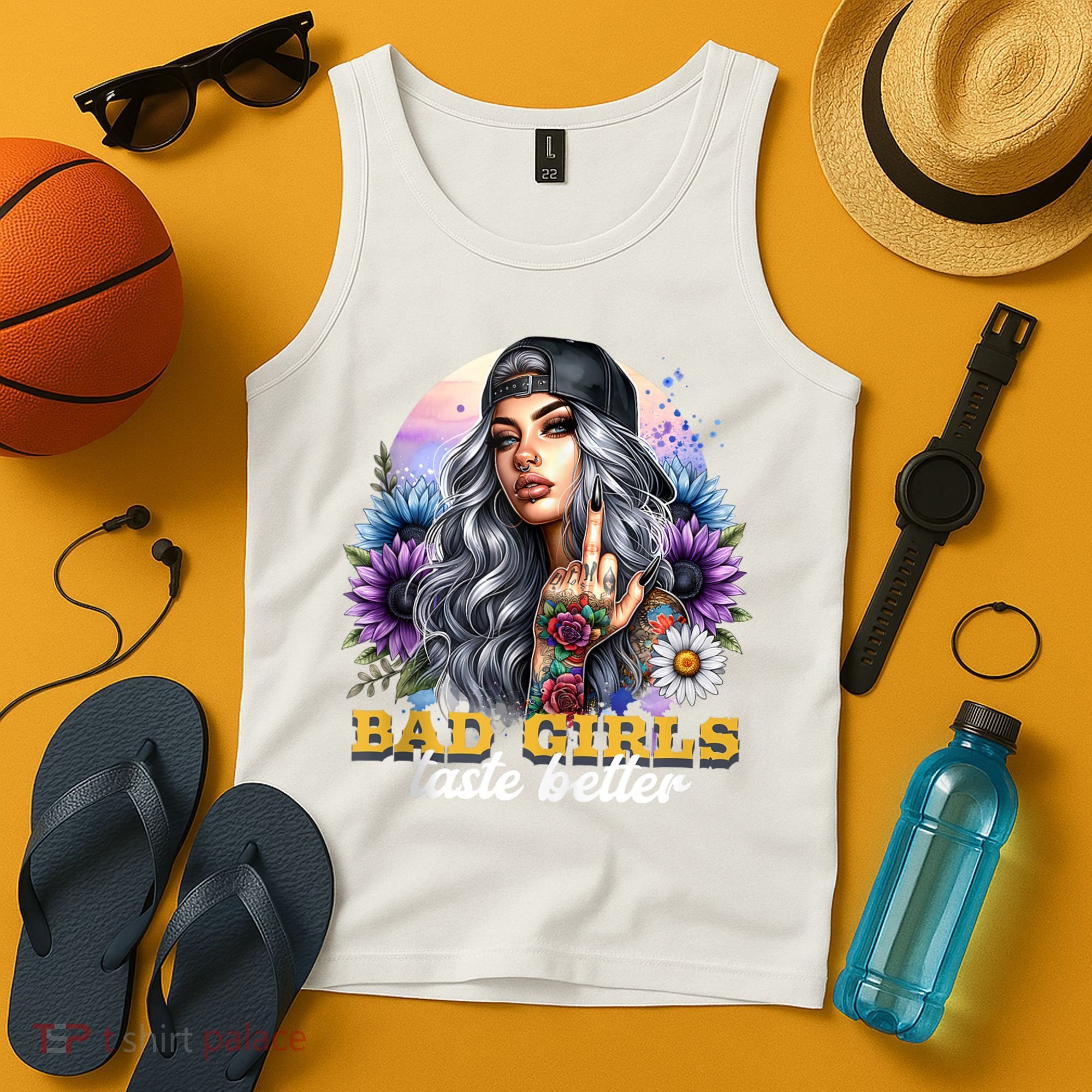 Bad G.irls Taste Better Sunflowers Funny Sarcastic Humor Tank Top
