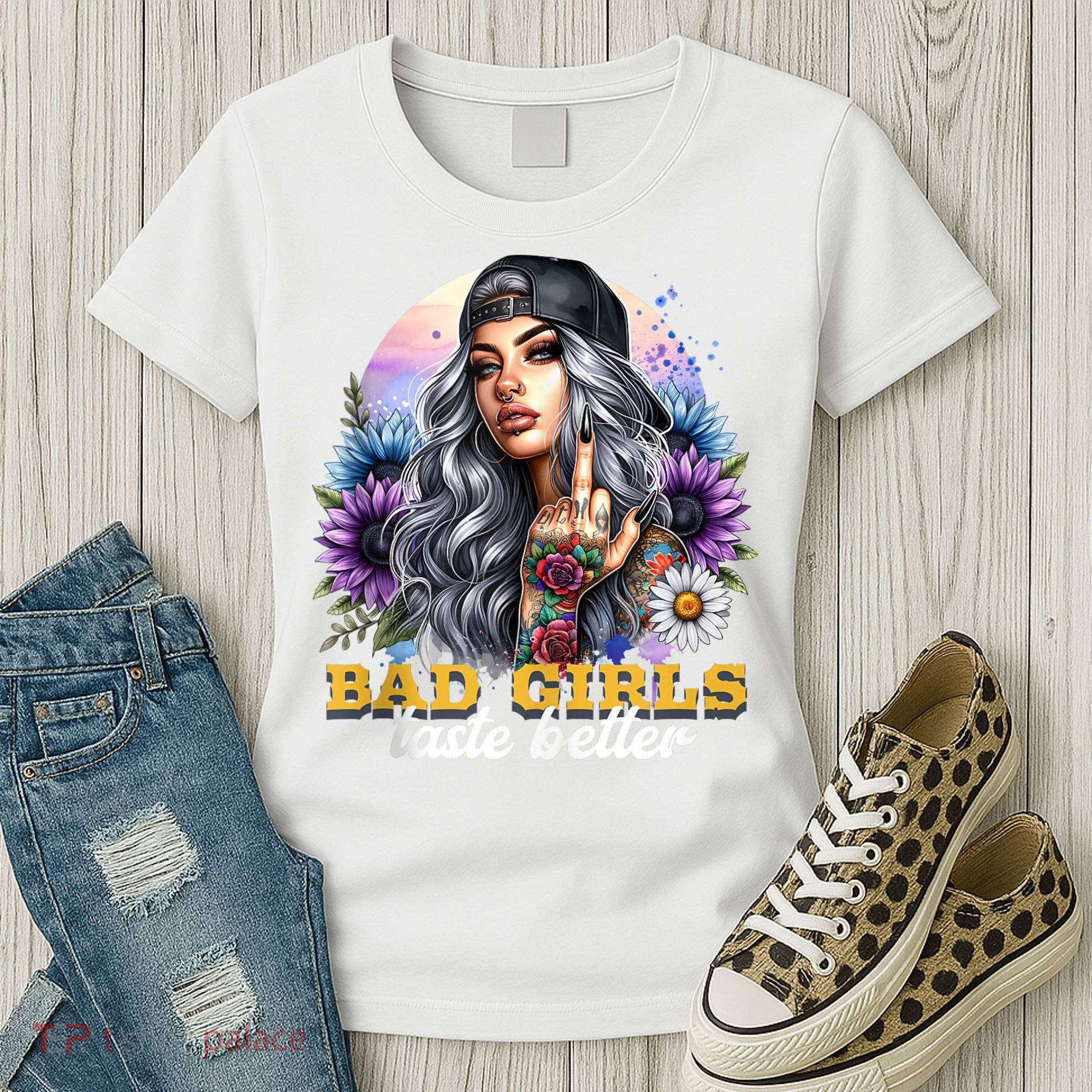 Bad G.irls Taste Better Sunflowers Funny Sarcastic Humor Women's T-Shirt