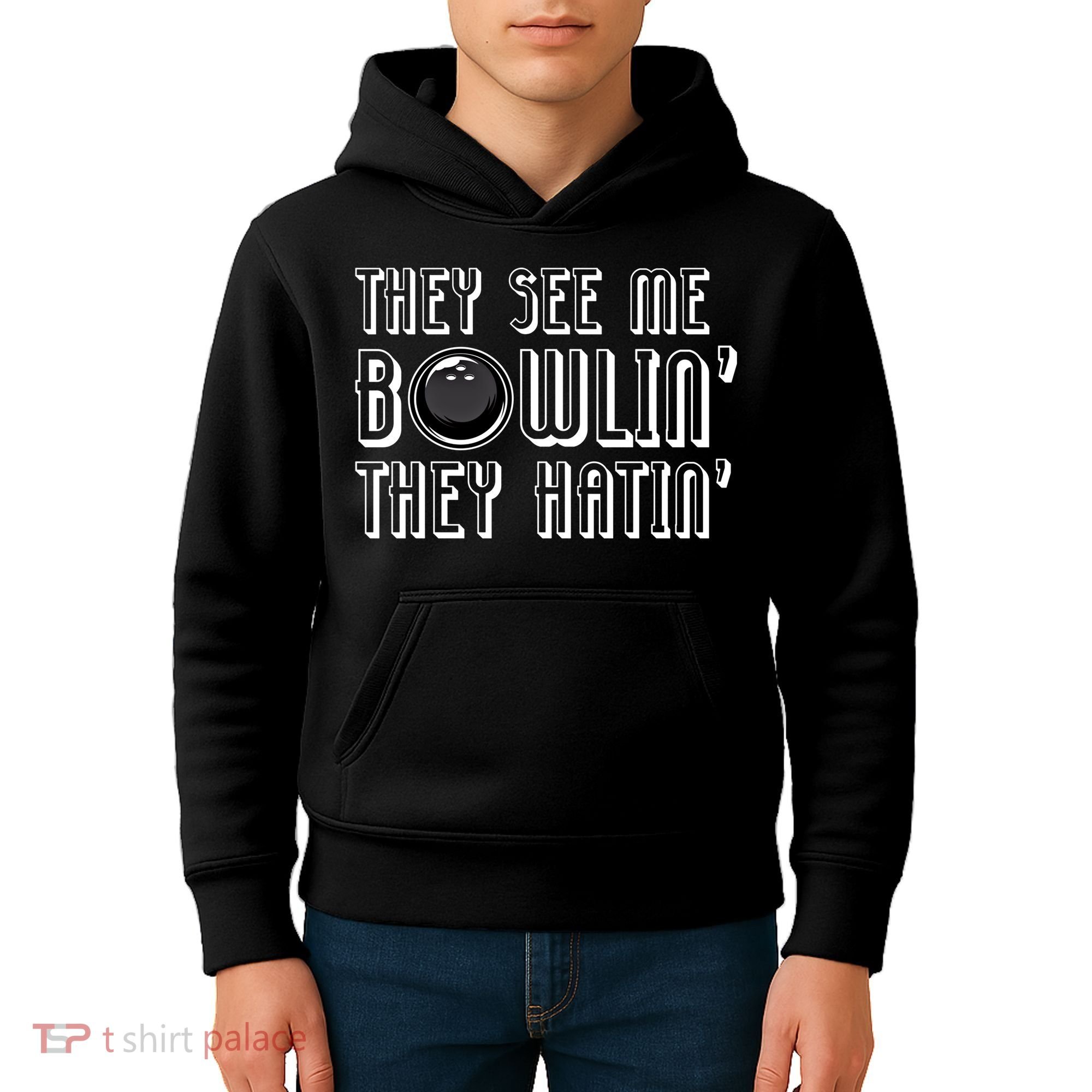 Bowling Gift They See Me Bowlin They Hatin Bowling Cool Gift Kids Hoodie