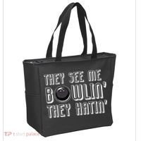 Bowling Gift They See Me Bowlin They Hatin Bowling Cool Gift Tote Bag thumb 2