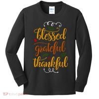 Blessed Grateful Thankful Kids Long Sleeve Shirt thumb 0