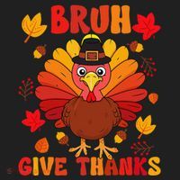 Bruh Give Thanks Cute Thanksgiving Turkey Thankful Women's Sweatshirt thumb 2