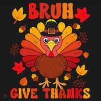Bruh Give Thanks Cute Thanksgiving Turkey Thankful Toddler Hoodie thumb 2