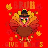 Bruh Give Thanks Cute Thanksgiving Turkey Thankful Santa Hat thumb 1