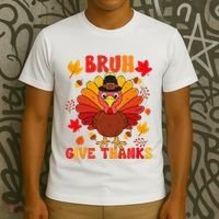 Bruh Give Thanks Cute Thanksgiving Turkey Thankful T-Shirt thumb 3