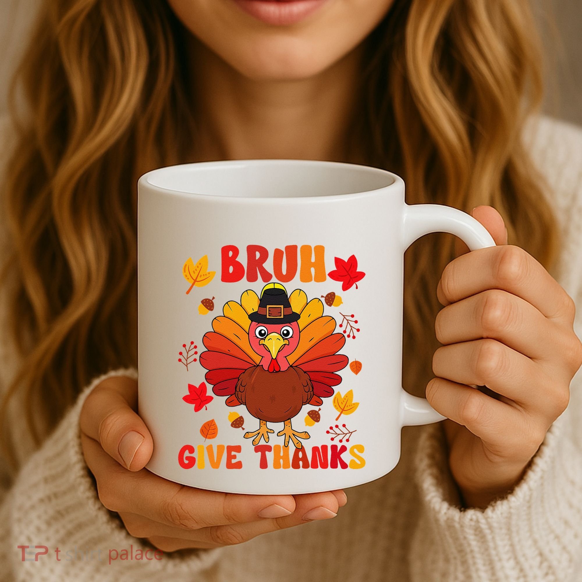 Bruh Give Thanks Cute Thanksgiving Turkey Thankful Coffee Mug