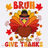 Bruh Give Thanks Cute Thanksgiving Turkey Thankful Women's Hoodie thumb 2