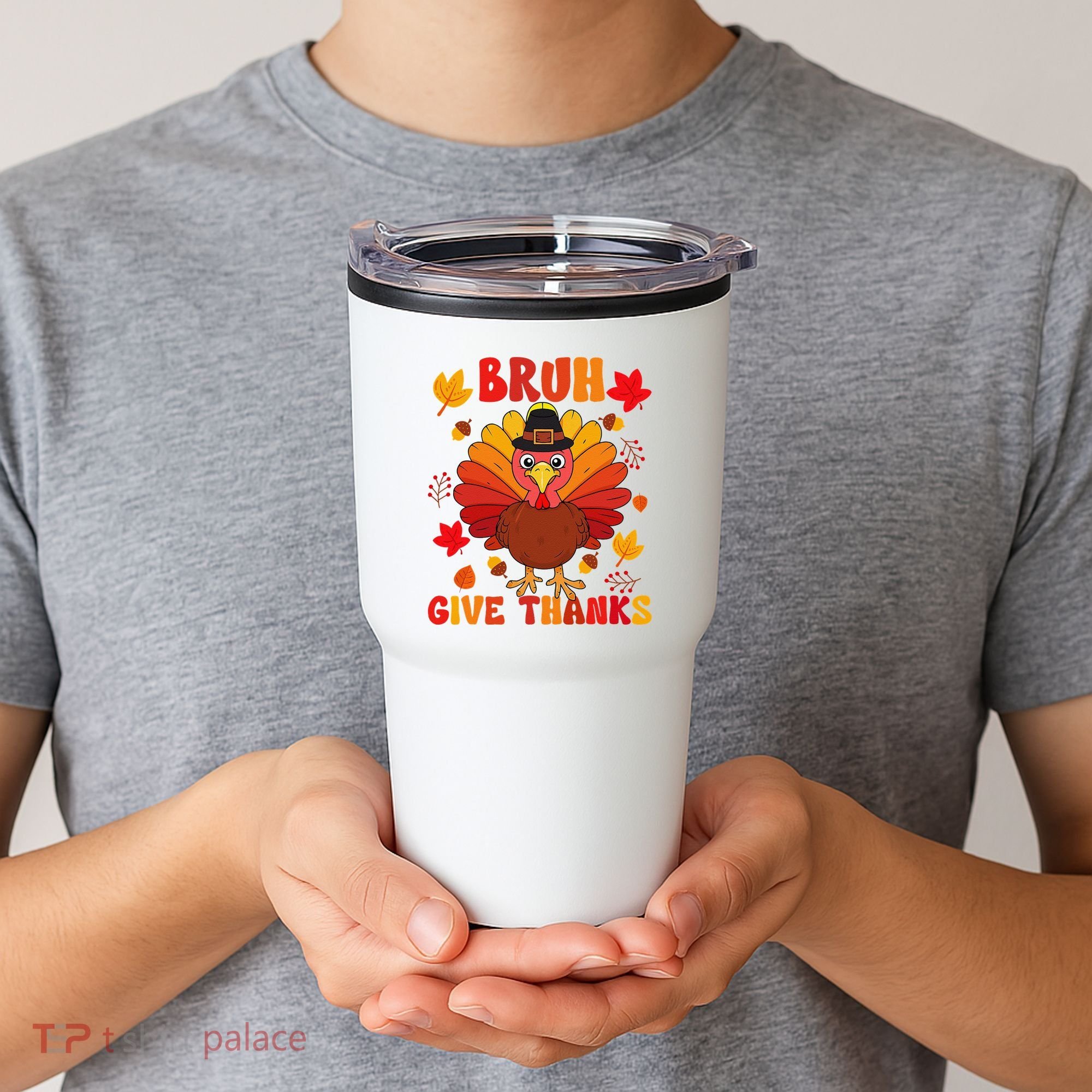 Bruh Give Thanks Cute Thanksgiving Turkey Thankful Tumbler