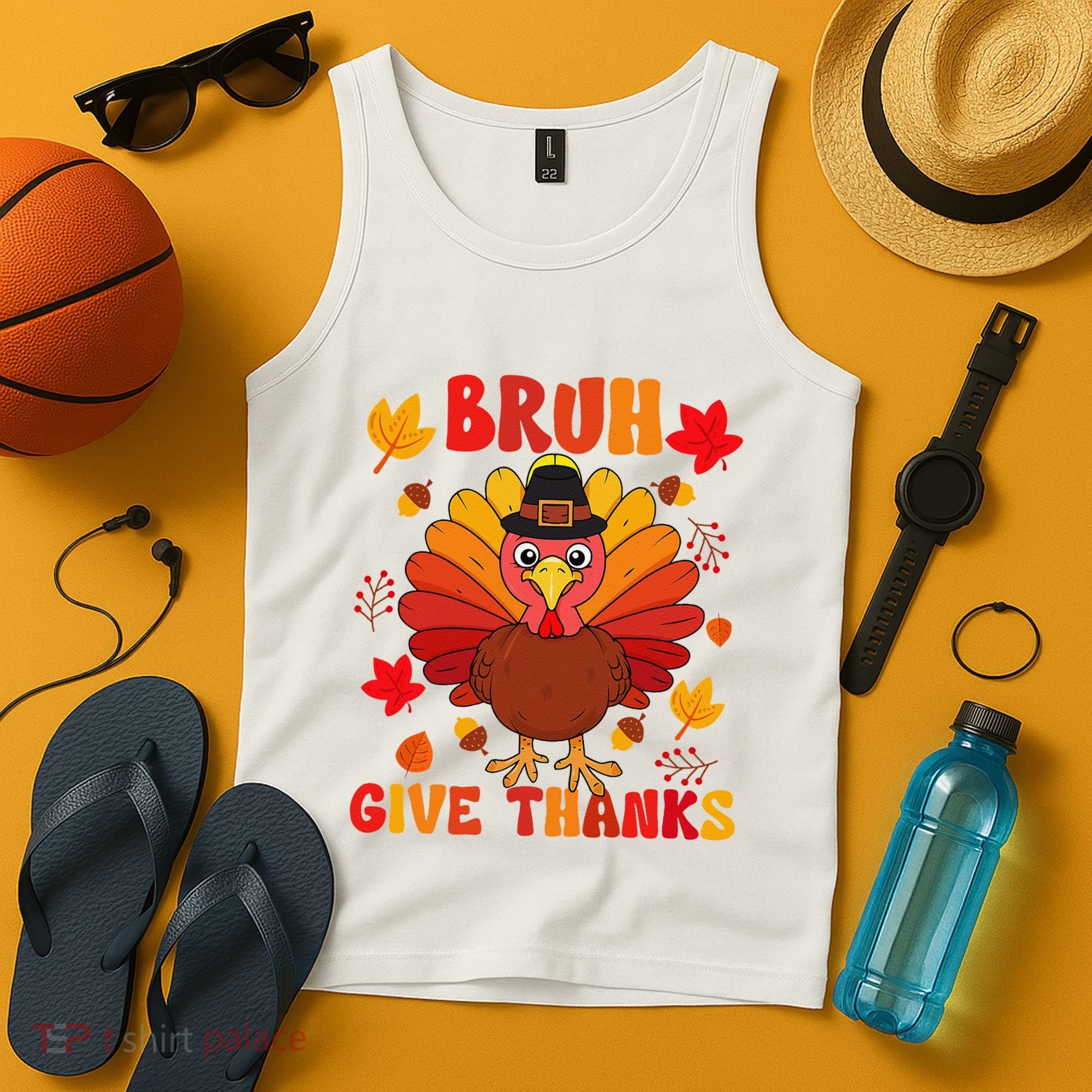 Bruh Give Thanks Cute Thanksgiving Turkey Thankful Tank Top