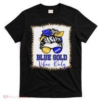 Blue Gold Vibes Only Football Women Leopard Football T-Shirt thumb 0