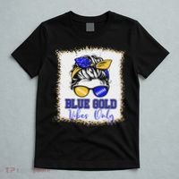 Blue Gold Vibes Only Football Women Leopard Football T-Shirt thumb 5