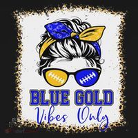 Blue Gold Vibes Only Football Women Leopard Football T-Shirt thumb 7