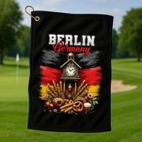 Berlin Germany Vacation Travel Souvenir German Flag Golf Towel thumb 1