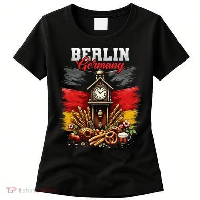 Berlin Germany Vacation Travel Souvenir German Flag Women's T-Shirt