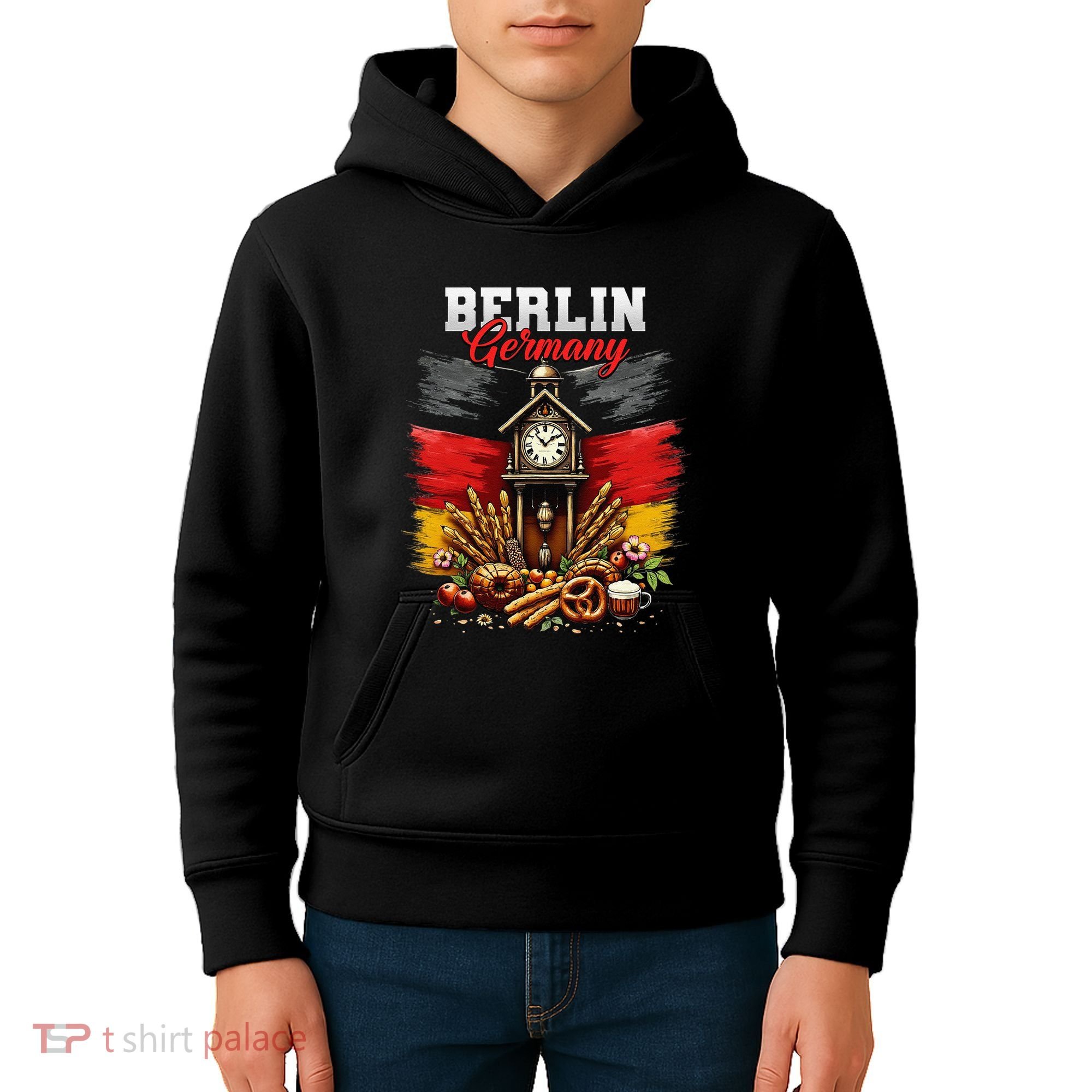 Berlin Germany Vacation Travel Souvenir German Flag Kids Hoodie