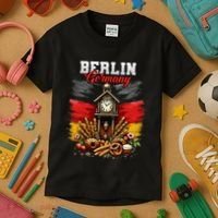 Berlin Germany Vacation Travel Souvenir German Flag Kids T-Shirt thumb 3