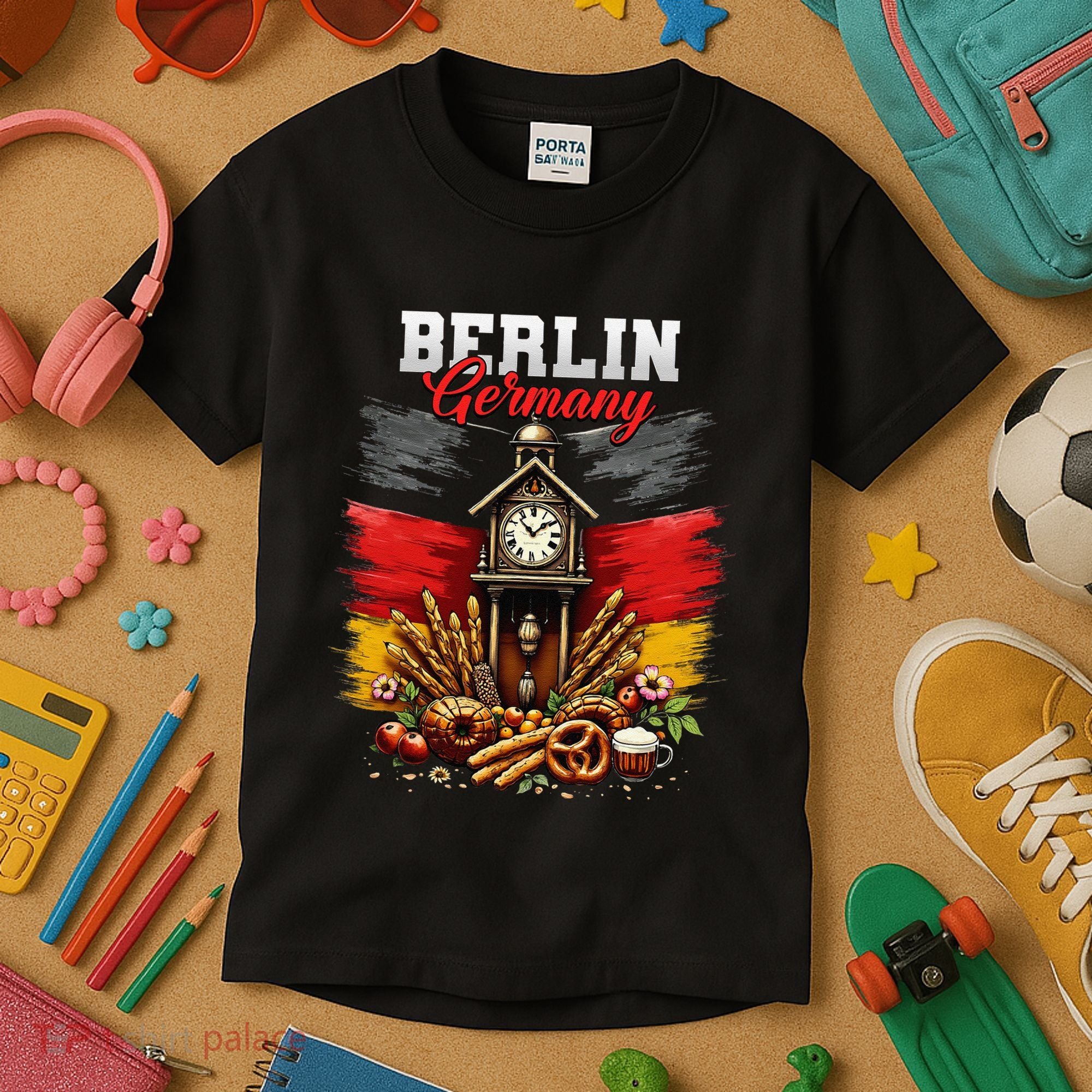 Berlin Germany Vacation Travel Souvenir German Flag Kids T-Shirt