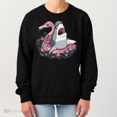 Beach Gone Wild Flamingo Shark Women's Sweatshirt