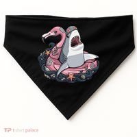 Beach Gone Wild Flamingo Shark USA-Made Doggie Bandana thumb 0