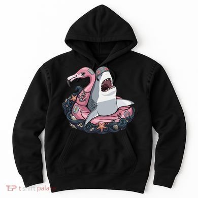 Beach Gone Wild Flamingo Shark Hoodie